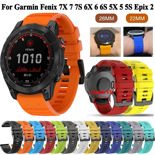 Pulsera silicona de 20mm 22mm y 26mm para Reloj Garmin Fenix 6 6X 6S Pro 7 7S 7X; Fenix 5 5X 5S Plus